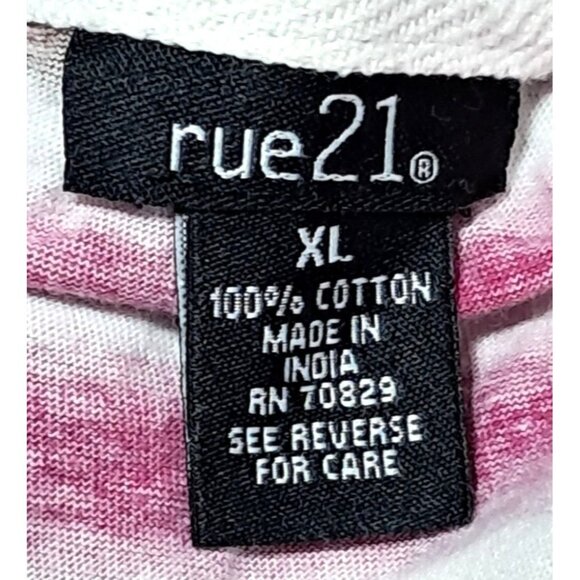 Rue21 Women's Striped V-Neck Short Sleeve Tee - XL - Pink Brown Beige - Picture 9 of 10